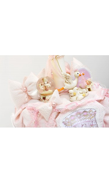 Lumanare de botez personalizata prin brodarea unui carusel, 45cmx4cm, Baby Candle Carousel 5